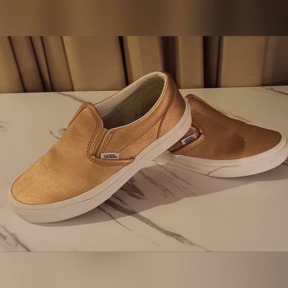Vans Slip-On Shoes Metallic Gold Big kids Size 5